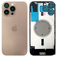 Задня кришка Apple iPhone 16 Pro Max (золотиста Desert Titanium з рамкою, склом камер та магнітом)