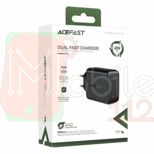 Мережевий адаптер AceFast A9 PD40W USB-C + USB-C (чорний) фото 2