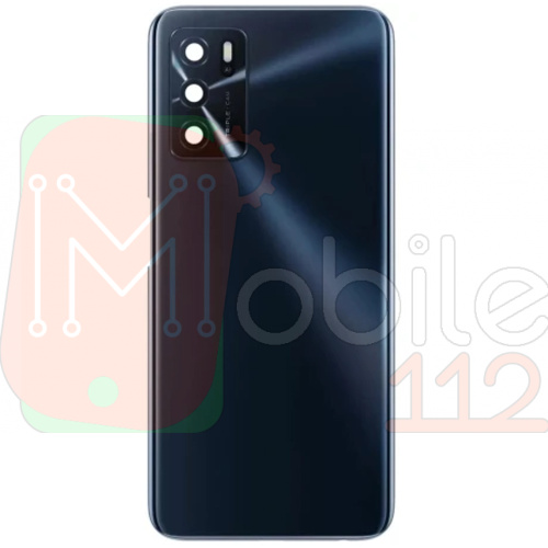 Задня кришка Oppo A16, Oppo A16s (чорна оригінал Китай зі склом камери)