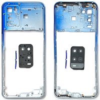 Рамка корпусу Oppo A54 4G (синя зі склом камери)