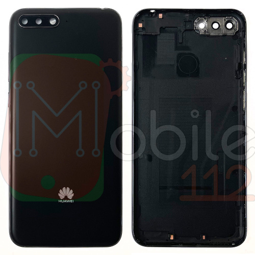 Задня кришка Huawei Y7 Pro 2018 (чорна оригінал Китай зі склом камери)