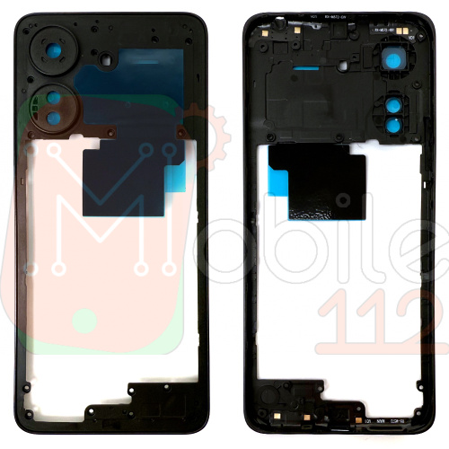 Рамка корпусу Xiaomi Redmi 13C (чорна без скла камери)