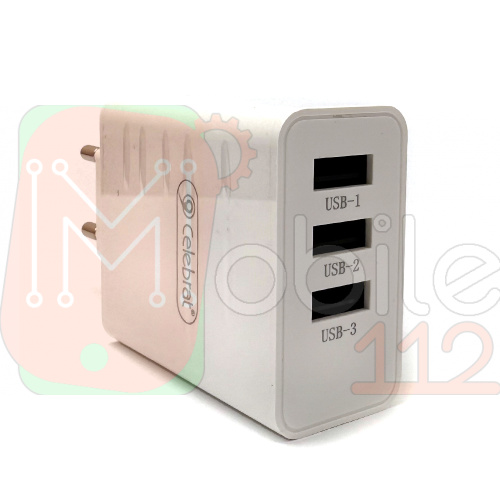 Мережевий адаптер Celebrat C-H9 3USB 30W білий фото 2