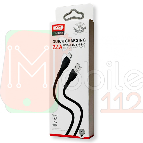 Кабель зарядки XO NB240 Football USB - Type C 2.4A 1м чорний