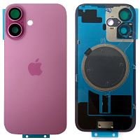 Задня кришка Apple iPhone 16 (рожева оригінал Китай з рамкою, склом камери та магнітом)