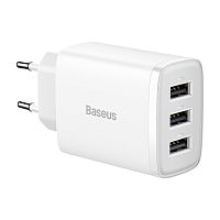 Мережевий адаптер Baseus Compact Charger 3USB 17W CCXJ020101 CCXJ020102 (білий)