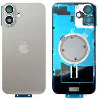 Задня кришка Apple iPhone 16 Plus (біла оригінал Китай з рамкою, склом камери та магнітом)