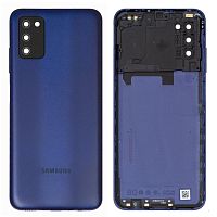 Задня кришка Samsung Galaxy A03s A037F (синя оригінал Китай зі склом камери)