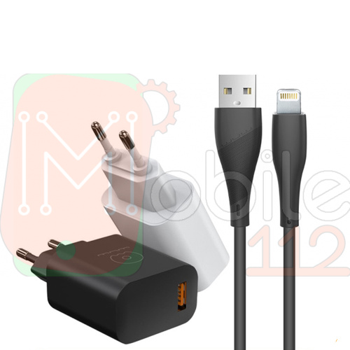 Зарядний пристрій WUW-T73 USB QC3.0 18W Lightning (чорне)