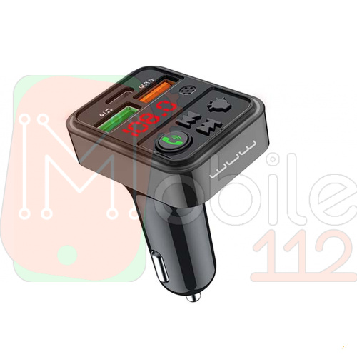FM  модулятор WUW C162 2USB QC3.0 12 USB, 1 Type C PD 25W Bluetooth (чорний)
