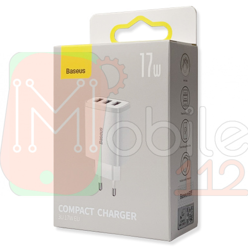 Мережевий адаптер Baseus Compact Charger 3USB 17W CCXJ020101 CCXJ020102 (білий) фото 2