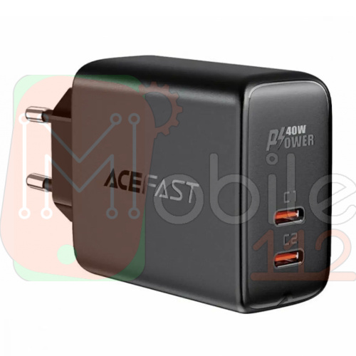 Мережевий адаптер AceFast A9 PD40W USB-C + USB-C (чорний)