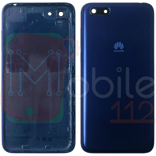 Задня кришка Huawei Y5 2018 DRA-L21 LX3, Y5 Prime 2018 DRA-LX2 (синя зі склом камери)