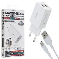Зарядний пристрій WK Design WP-U56 2A + кабель USB Type-C (біле)