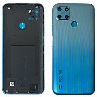 Задня кришка Realme C25Y (блакитна зі склом камери)
