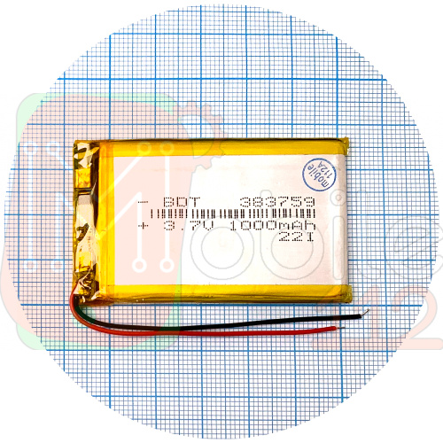 Акумулятор універсальний 383759 60 х 36 х 4 мм 1000 mAh 3.7V