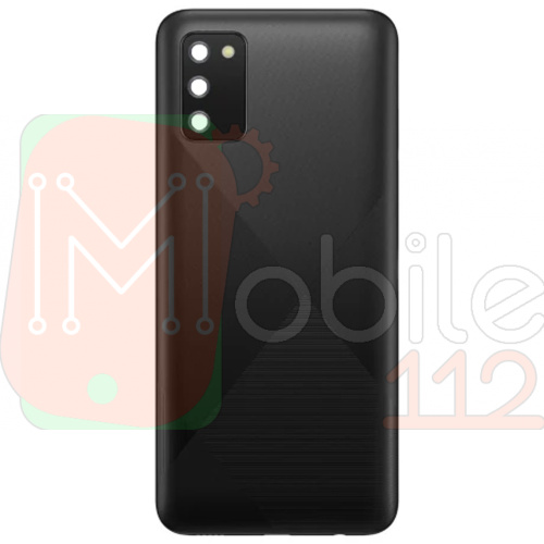Задня кришка Samsung Galaxy A02s A025F, M02s M025F (чорна оригінал Китай зі склом камери)