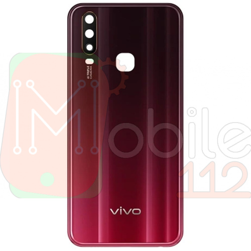 Задня кришка Vivo Y15 (червона зі склом камери)