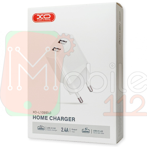 Мережевий адаптер XO L109 2USB 2.4A (білий) фото 2